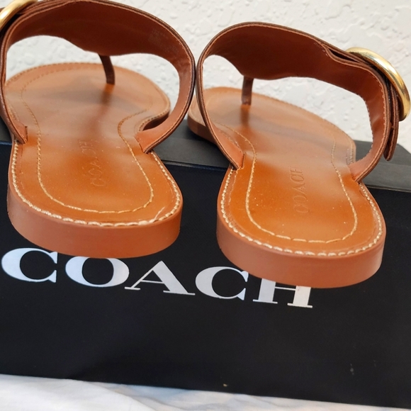 NWT Coach Lesli Leather Sandal Saddle Color - Picture 6 of 9
